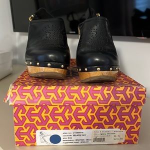 Tory Birch Brayden Black Clog Mule Size 7